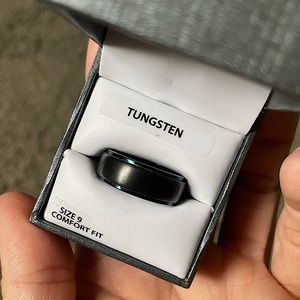 Men’s tungsten wedding band.